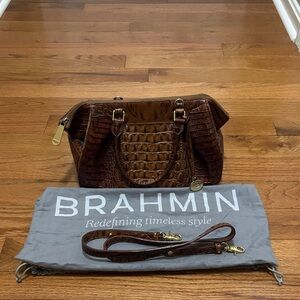 Brahmin Tan Crocodile Embossed Satchel